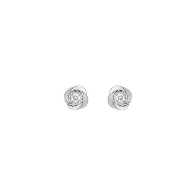 Puces d'oreilles en or blanc et diamants