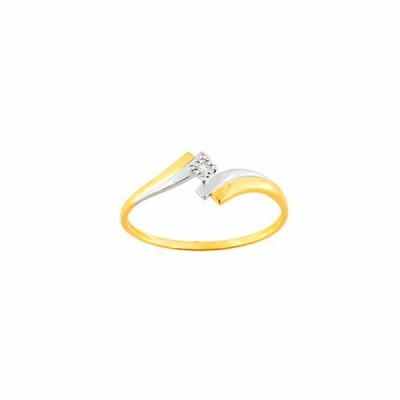 Solitaire en or blanc, or jaune et diamant