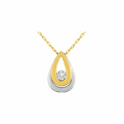 Collier en or jaune, or blanc et diamants de 0.03ct