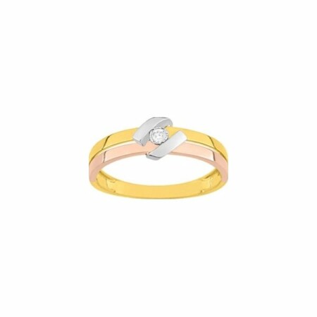 Bague en or jaune, or blanc, or rose et diamants