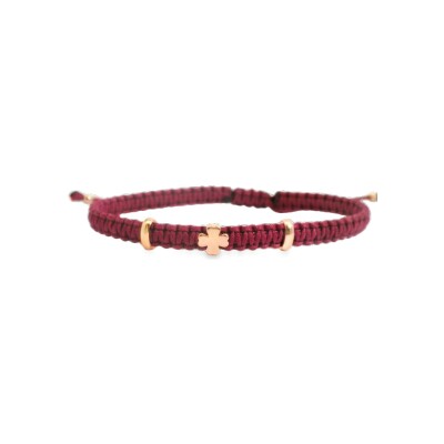 Bracelet en textile avec trèfle en or rose