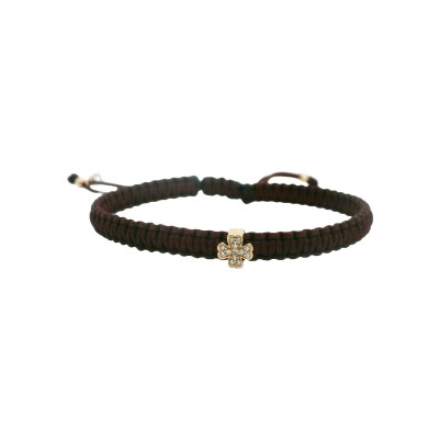 Bracelet en textile avec trèfle en or jaune