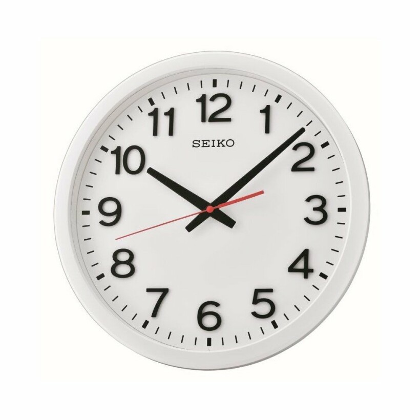 Horloge murale Seiko blanc mat avec trotteuse silencieuse