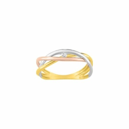 Bague en or jaune, or blanc, or rose et diamant de 0.04ct