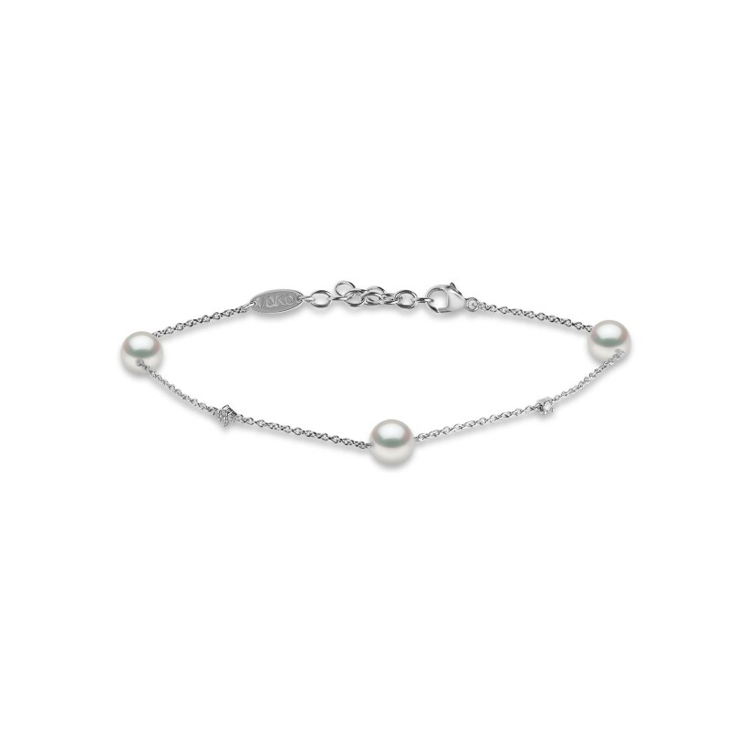 Bracelet Yoko London Classic en or blanc, perle Akoya japonaise et diamants
