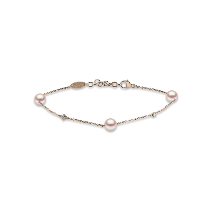 Bracelet Yoko London Classic en or rose, perle Akoya japonaise et diamants