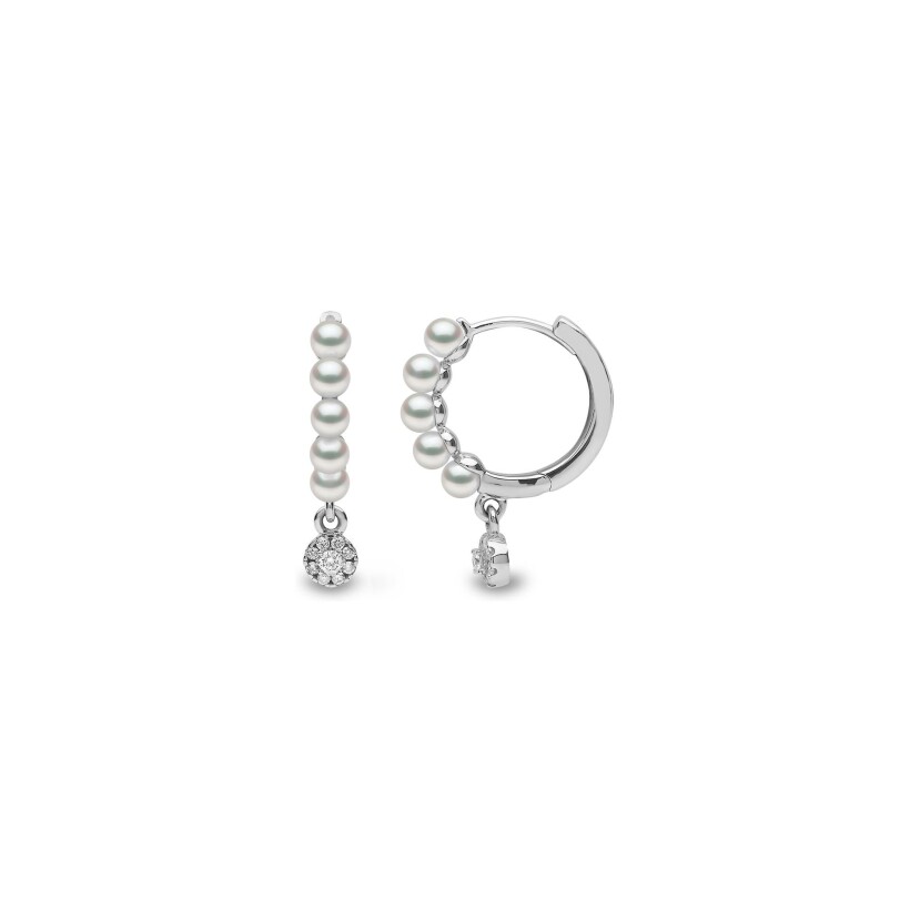 Boucles d'oreilles Yoko London Eclipse en or blanc, perle Akoya japonaise et diamants