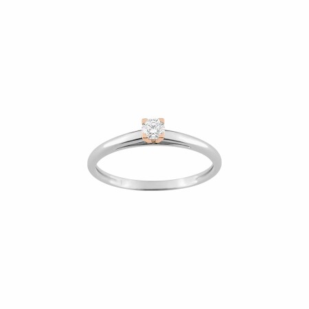 Bague en or blanc, or rose et diamant 0.12ct