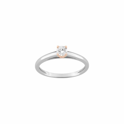 Bague en or blanc, or rose et diamant 0.18ct