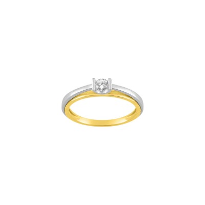 Bague en or jaune, or blanc et diamant, 0.14ct