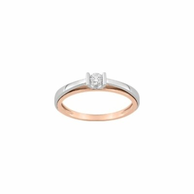 Bague en or rose, or blanc et diamants de 0.14ct