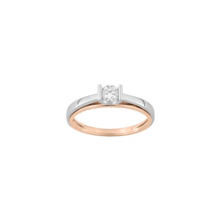 Bague en or rose et or blanc et diamant, 0.25ct