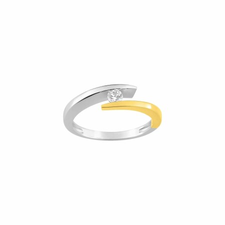 Bague en or blanc, or jaune et diamant 0.12ct