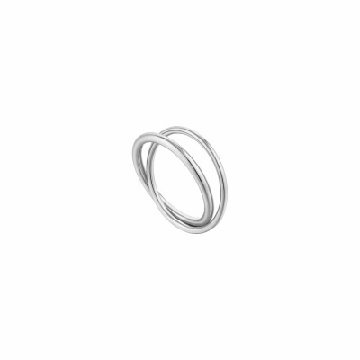 Bague double anneau croisé Ania Haie Modern Minimalism en argent rhodié, double anneau croisé