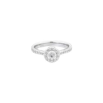 Solitaire Recarlo Anniversary Halo en or blanc et diamants naturels 0.55 ct