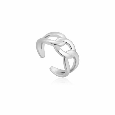 Bague ajustable GM Ania Haie Chain Reaction en argent rhodié