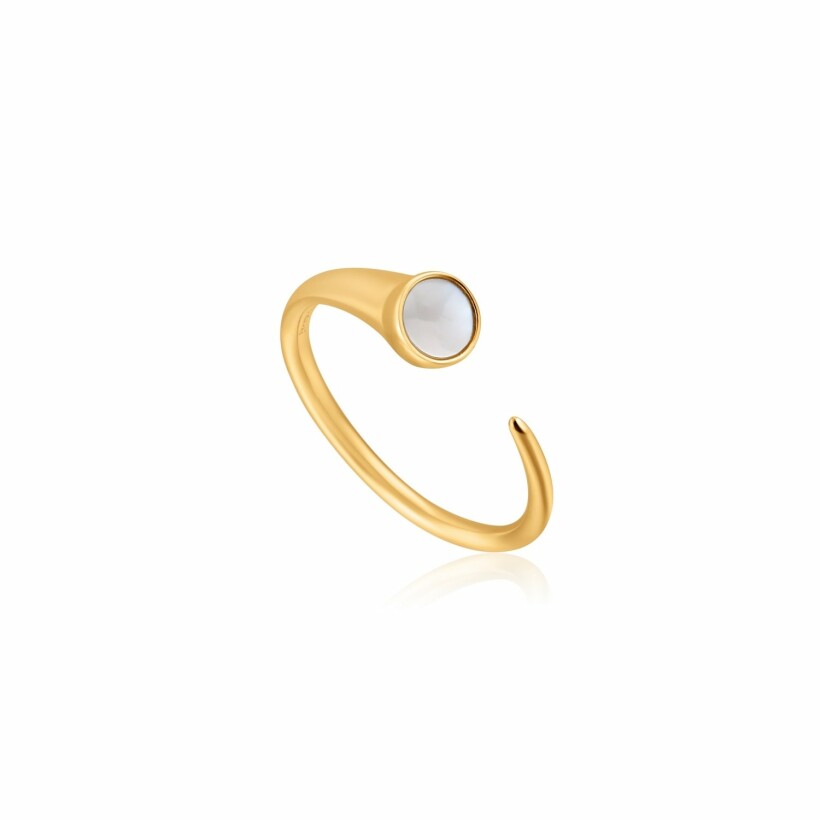 Bague ajustable ouverte Ania Haie Hidden Gem en argent plaqué or jaune et nacre