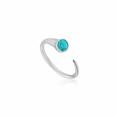 Bague ajustable ouverte Ania Haie Hidden Gem en argent rhodié et turquoise reconstituée