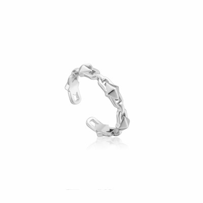 Bague ajustable motifs pointes Ania Haie Spike It Up en argent rhodié, motifs pointes