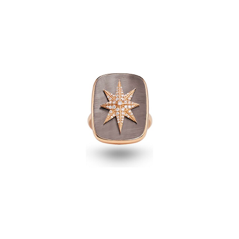 Bague MARCELINE Wisdom Graffiti A Star is Born en or jaune, nacre et diamants, taille 54