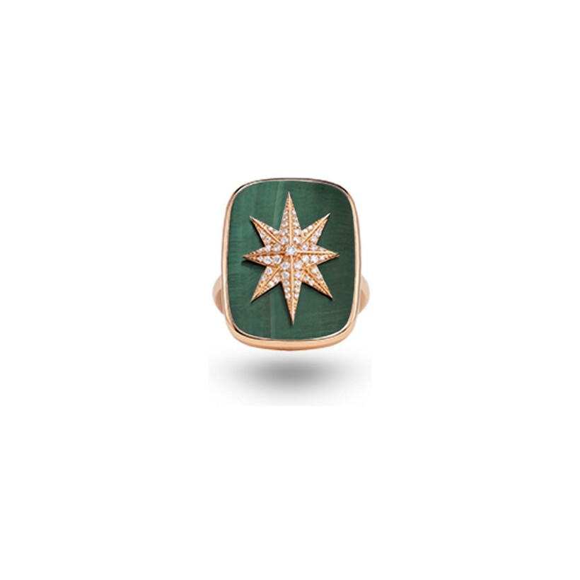 Bague MARCELINE Wisdom Graffiti A Star is Born en or jaune, malachite et diamants, taille 52