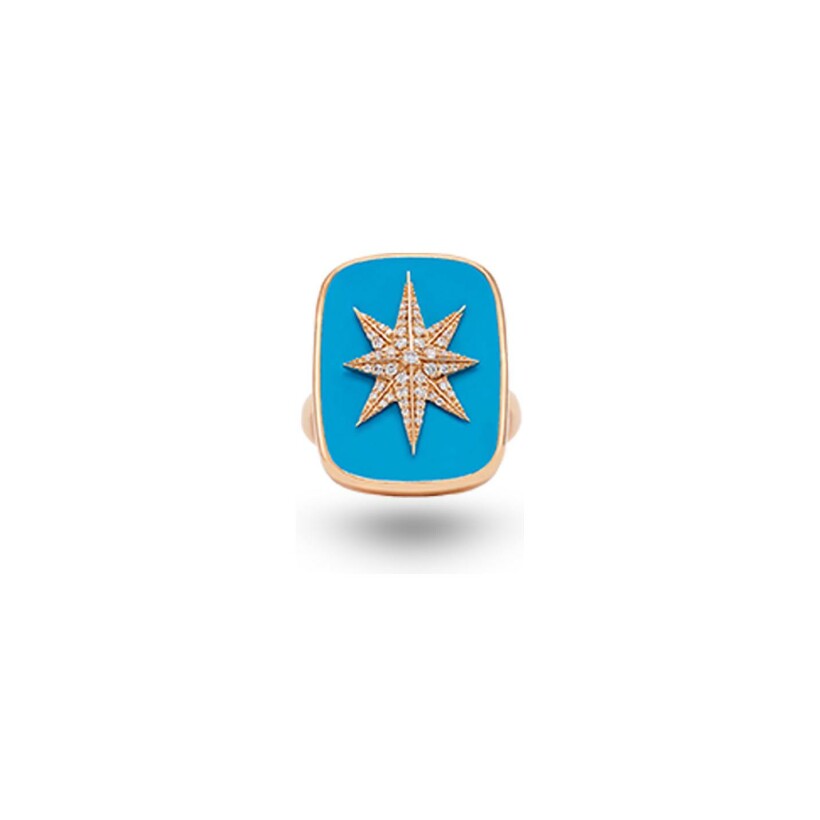 Bague MARCELINE Wisdom Graffiti A Star is Born en or jaune, turquoise et diamants, taille 53