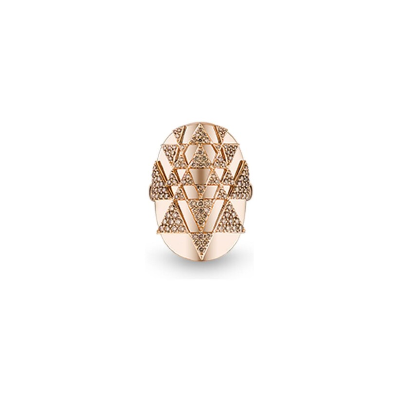 Bague MARCELINE Wisdom Graffiti Sacred Yantra en or rose et diamants, taille 54