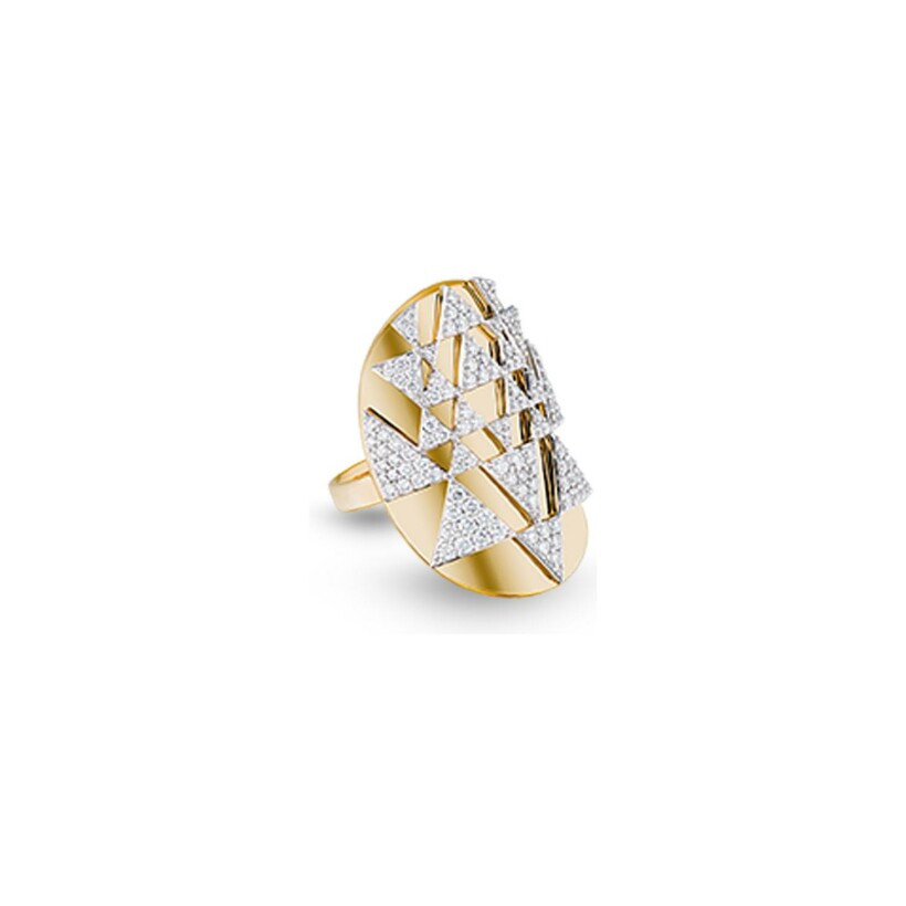 Bague MARCELINE Wisdom Graffiti Sacred Yantra en or jaune et diamants, taille 54