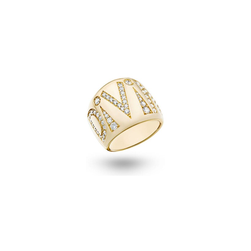 Bague MARCELINE Wisdom Graffiti  Divine en or jaune et diamants, taille 53