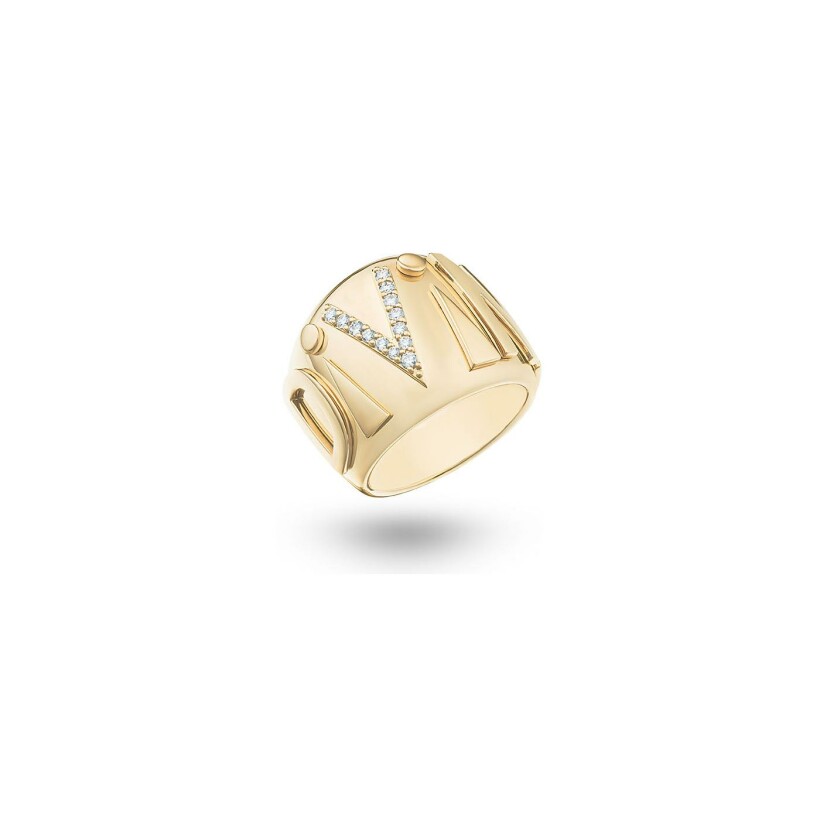 Bague MARCELINE Wisdom Graffiti Divine en or jaune et diamants, taille 53