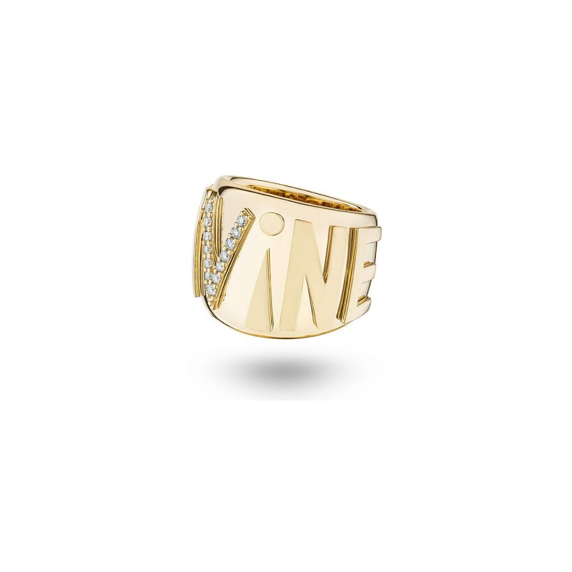 Bague MARCELINE Wisdom Graffiti Divine en or jaune et diamants, taille 53