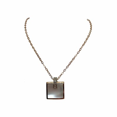 Collier Clozeau HÉLÈNA en or rose, résine blanche et diamant