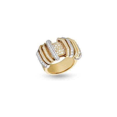 Bague MARCELINE Akasha pavée en or jaune, or blanc et diamants, taille 53