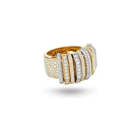 Bague MARCELINE Akasha pavée en or jaune, or blanc et diamants, taille 53