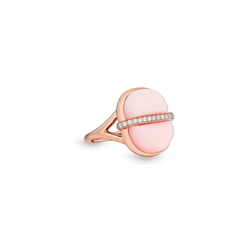 Bague MARCELINE Amrita en or rose, opale rose et diamants, taille 52