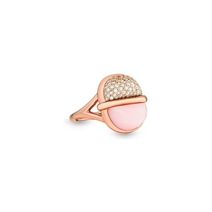 Bague MARCELINE Amrita en or rose, opale rose et diamants, taille 53