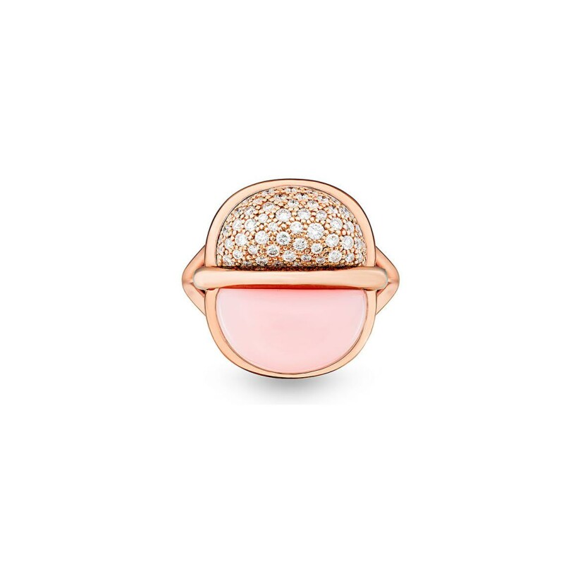 Bague MARCELINE Amrita en or rose, opale rose et diamants, taille 53