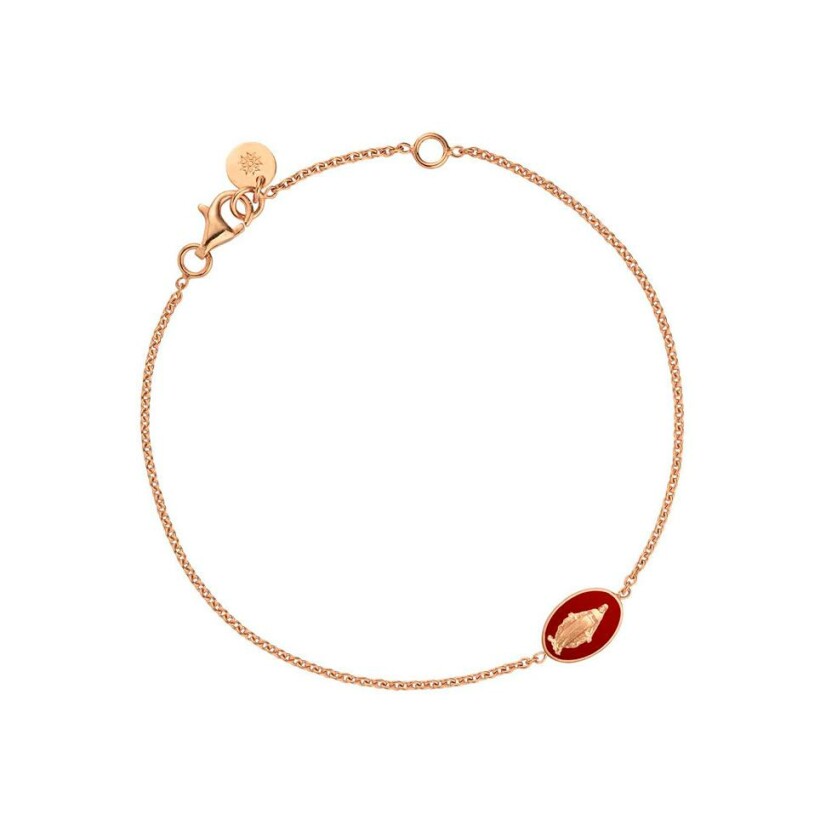 Bracelet Arthus Bertrand Les Miraculeuses en or rose et laque rouge, 18cm