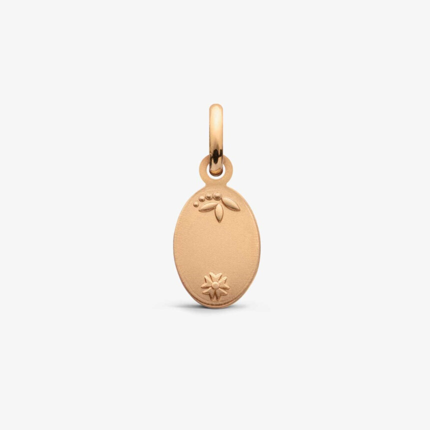 Arthus Bertrand clover medal, polished rose gold, pink lacquer