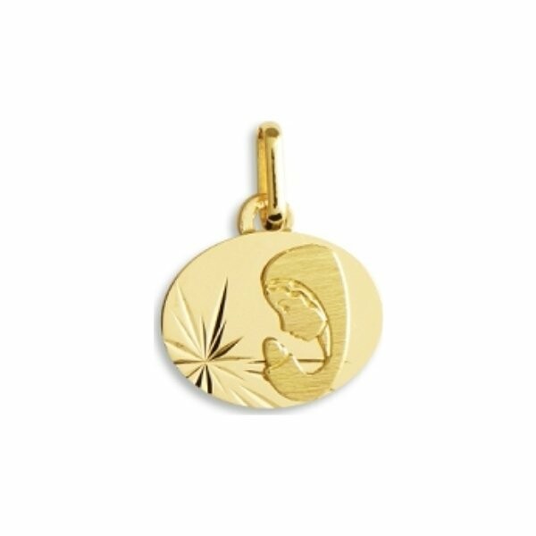 Médaille religieuse vierge en or jaune