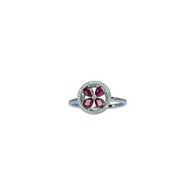 Bague Isabelle Langlois Jeton en or blanc, rubis et diamant