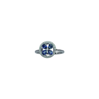 Bague Isabelle Langlois Jeton en or blanc, saphir et diamant