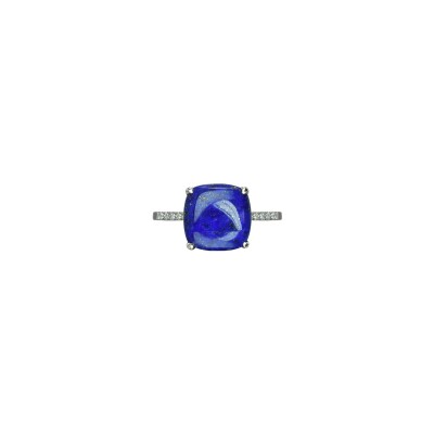 Bague Isabelle Langlois Talisman en or blanc, lapis-lazuli et diamant
