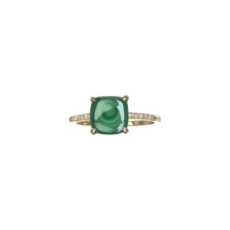 Bague Isabelle Langlois en or rose, malachite et diamants