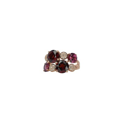 Bague Isabelle Langlois Macaron en or rose, grenat, rhodolite et diamant