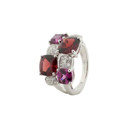 Bague Isabelle Langlois en or blanc, grenats, rhodolites et diamants