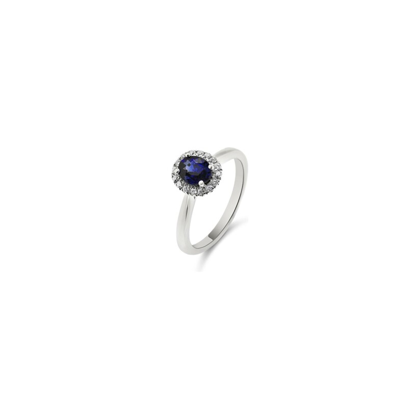 Bague 	Vaneste en or blanc, saphir et diamants