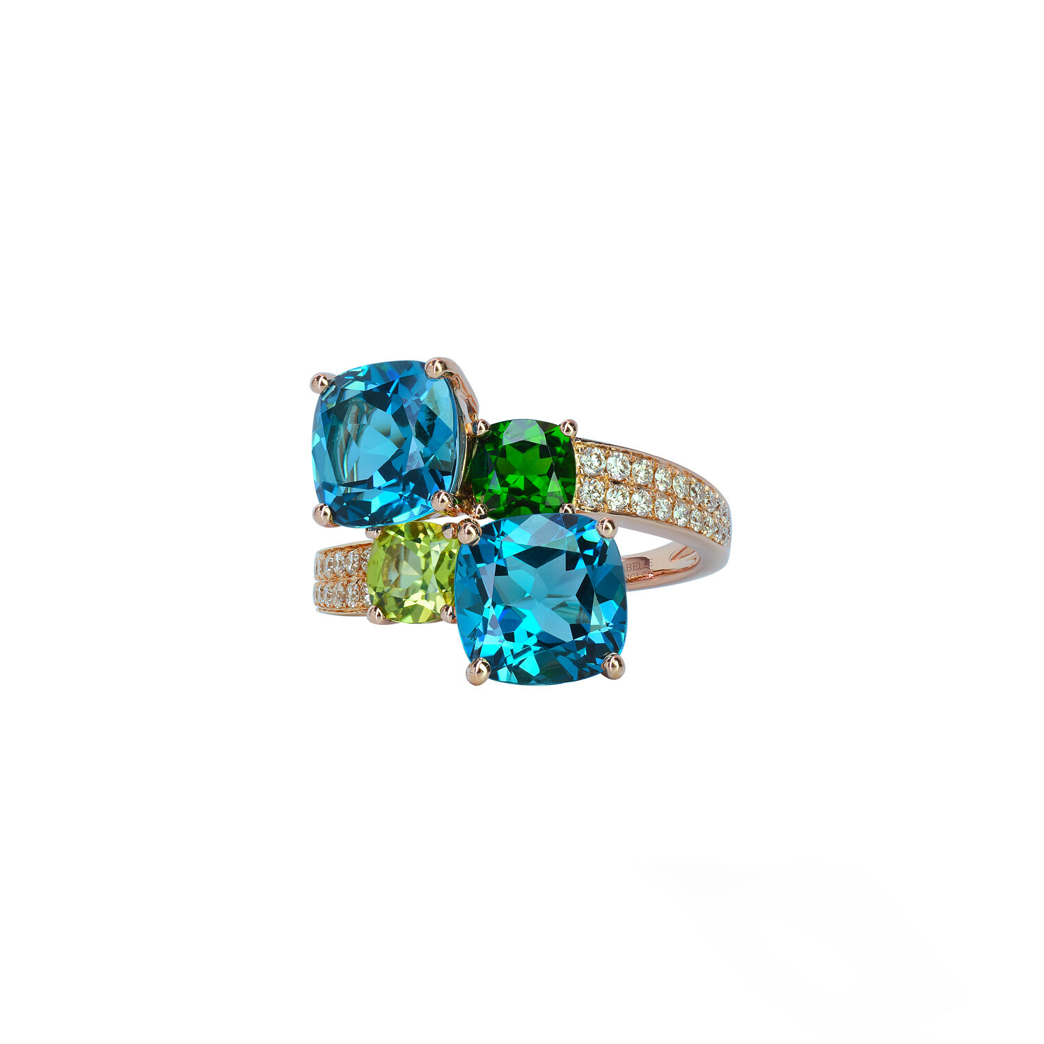 Achat Bague Isabelle Langlois en or rose lapis lazuli malachite