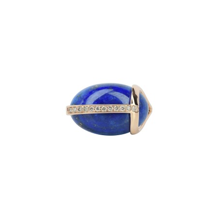 Bague Isabelle Langlois en or rose, lapis lazuli et diamants