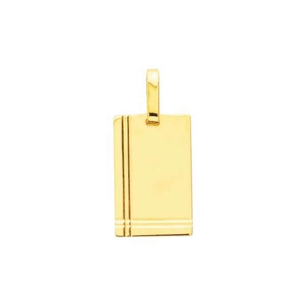 Médaille plaque rectangle lapidée GM en or jaune